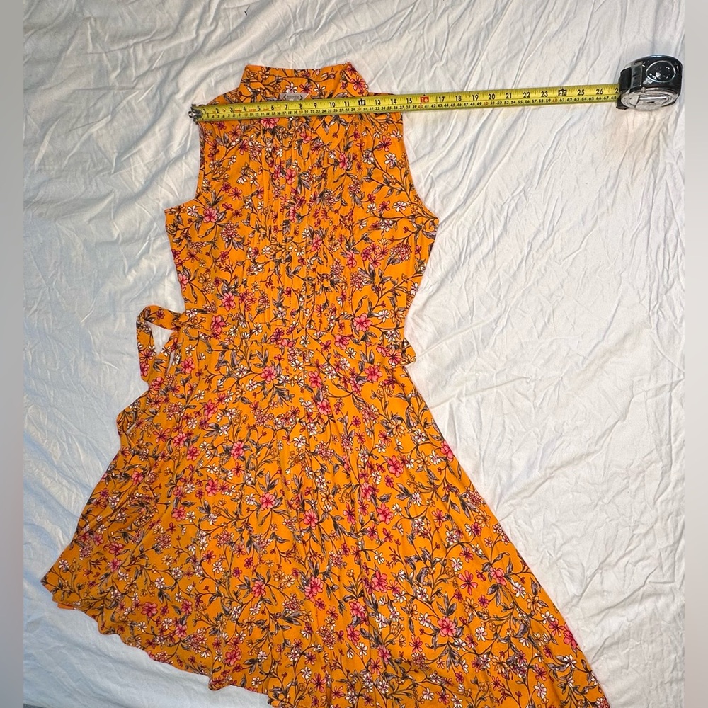 🍊 Nanette Lepore Orange Floral Pintuck Midi Dress Kentucky Derby– Size 10 - Picture 10 of 16